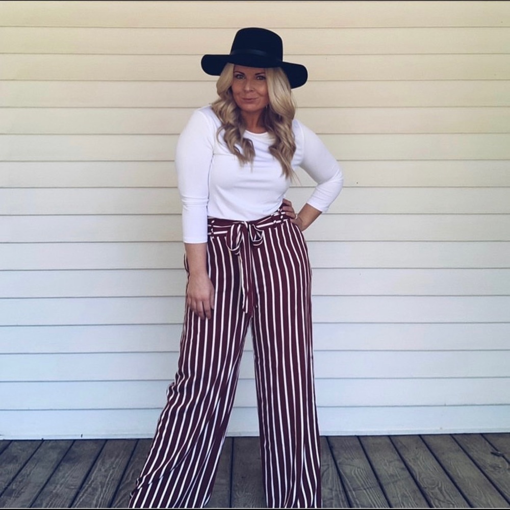 Orange/Cream striped pants
